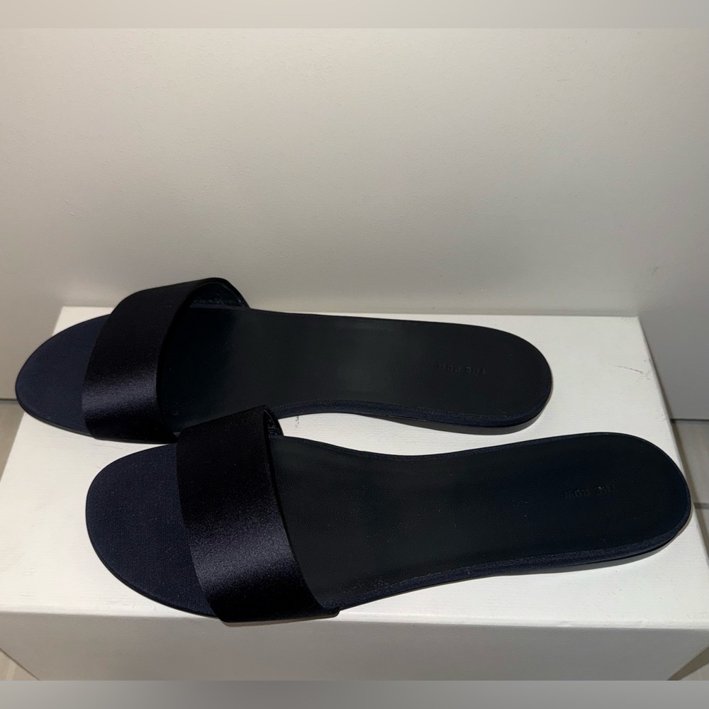 The Row Combo Satin Slide Sandal, 40, Navy - Picture 6 of 9